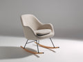 Sedia a dondolo - Tessuto bouclé-Metallo-Legno - 83x72x96 cm - Crema-Nero-Marrone chiaro - Stile moderno scandinavo