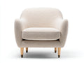 Poltrona - Tessuto bouclé-legno - 88 x 87 x 84 cm - Avorio - Stile contemporaneo avvolgente