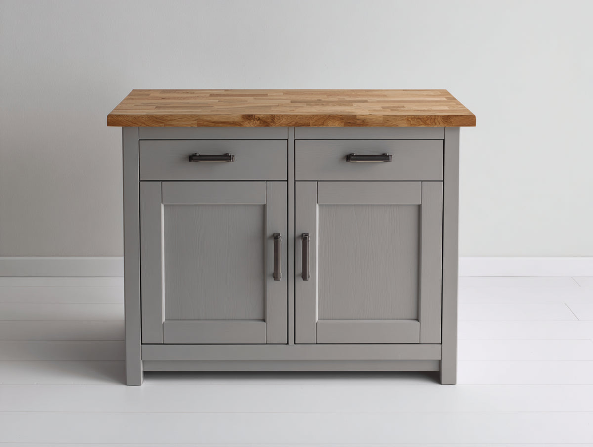 Credenza-MDF-Legno-Metallo-100x50x85 cm-Grigio-Legno Naturale-Stile moderno shaker minimalista