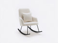Sedia a dondolo-tessuto bouclé-metallo-legno-82x72x93 cm-bianco crema-minimalista