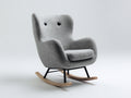 Sedia a dondolo - Tessuto bouclé-Metallo-Legno - 80x73x101 cm - Grigio-Nero-Marrone chiaro - Stile moderno