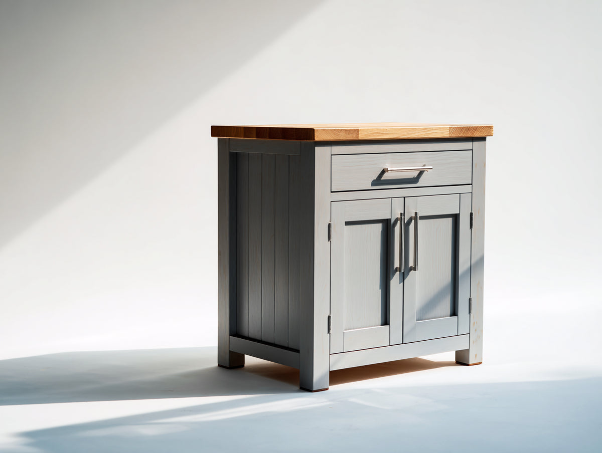 Credenza-legno ingegnerizzato-legno massello-80x40x85 cm-grigio chiaro-legno naturale-stile moderno