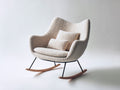 Sedia a dondolo - Tessuto bouclé-metallo-legno - 95 x 86 x 90 cm - Crema-Nero-Legno naturale - Stile moderno