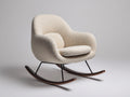 Sedia a dondolo - Tessuto bouclé-Metallo-Legno - 85x75x92 cm - Crema-Nero-Marrone scuro - Stile nordico