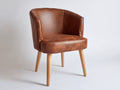 Poltrona - Similpelle-legno - 74 x 78 x 86 cm - Marrone cognac - Stile contemporaneo compatto
