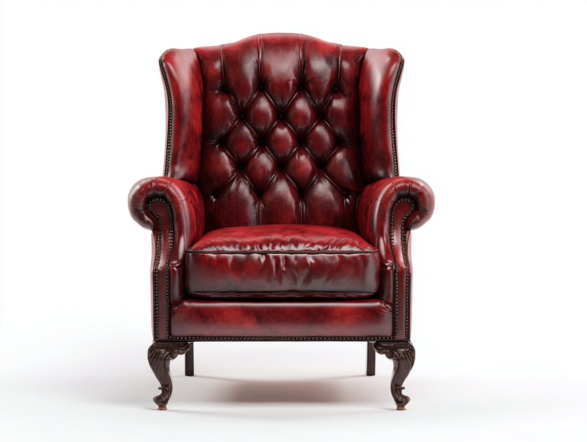 Poltrona - pelle - 92x86x112 cm - rosso - Chesterfield vintage