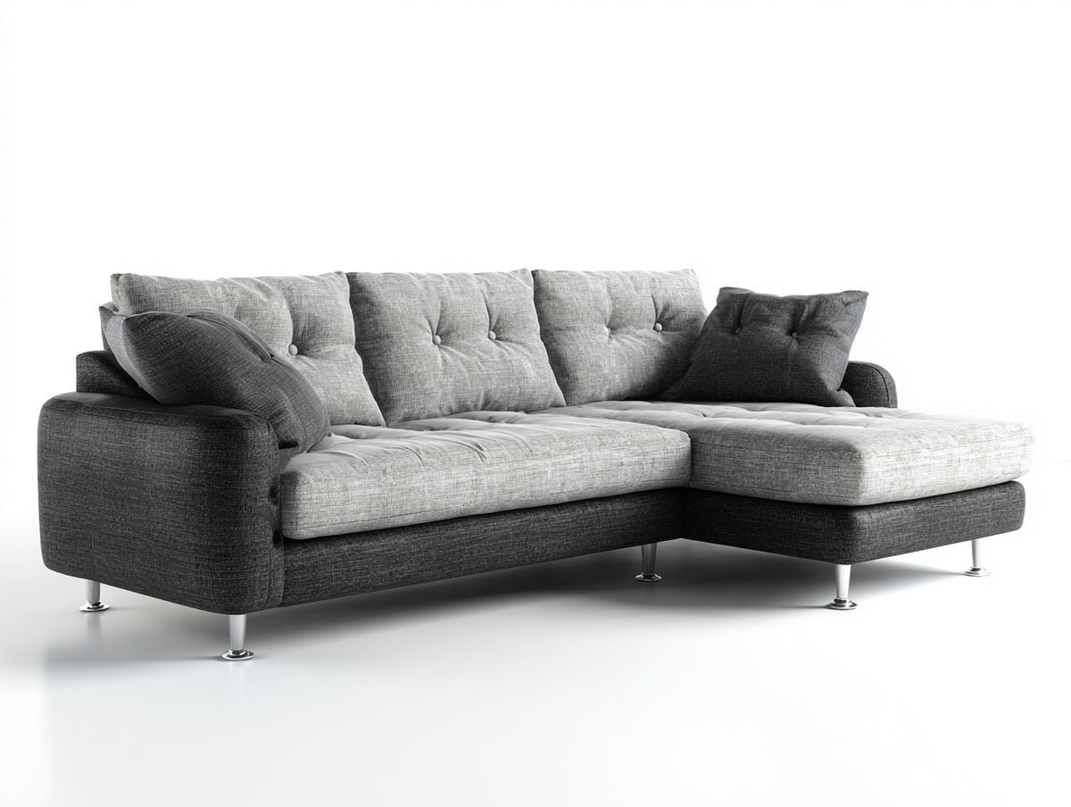 Divano angolare - Tessuto - 278x168x88 cm - Grigio chiaro-Antracite - Stile contemporaneo