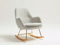 Sedia a dondolo - Tessuto-Metallo-Legno - 79x71x96 cm - Grigio chiaro-Oro-Marrone chiaro - Stile moderno raffinato