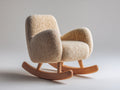Sedia a dondolo - Tessuto bouclé-Legno - 76x70x88 cm - Beige-Marrone - Stile scandinavo