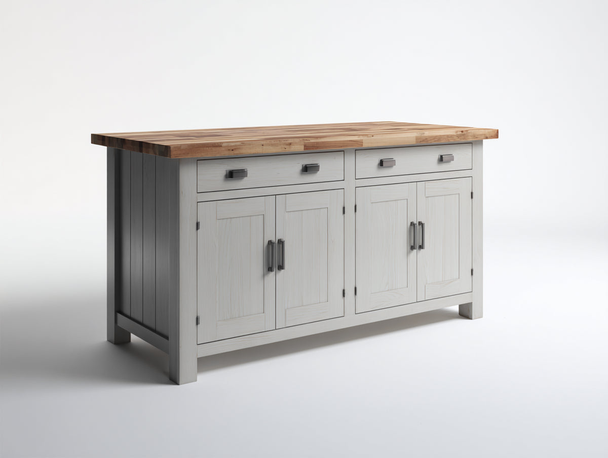 Credenza-MDF-Legno-Metallo-160x70x90 cm-Grigio Bianco-Legno Naturale-Stile moderno shaker minimalista