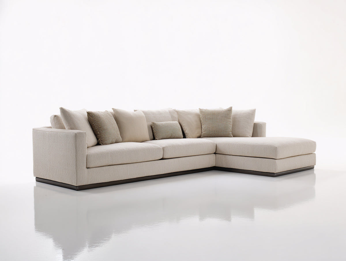 Divano angolare - Tessuto - 302 x 176 x 84 cm - Beige avorio - Minimalista contemporaneo