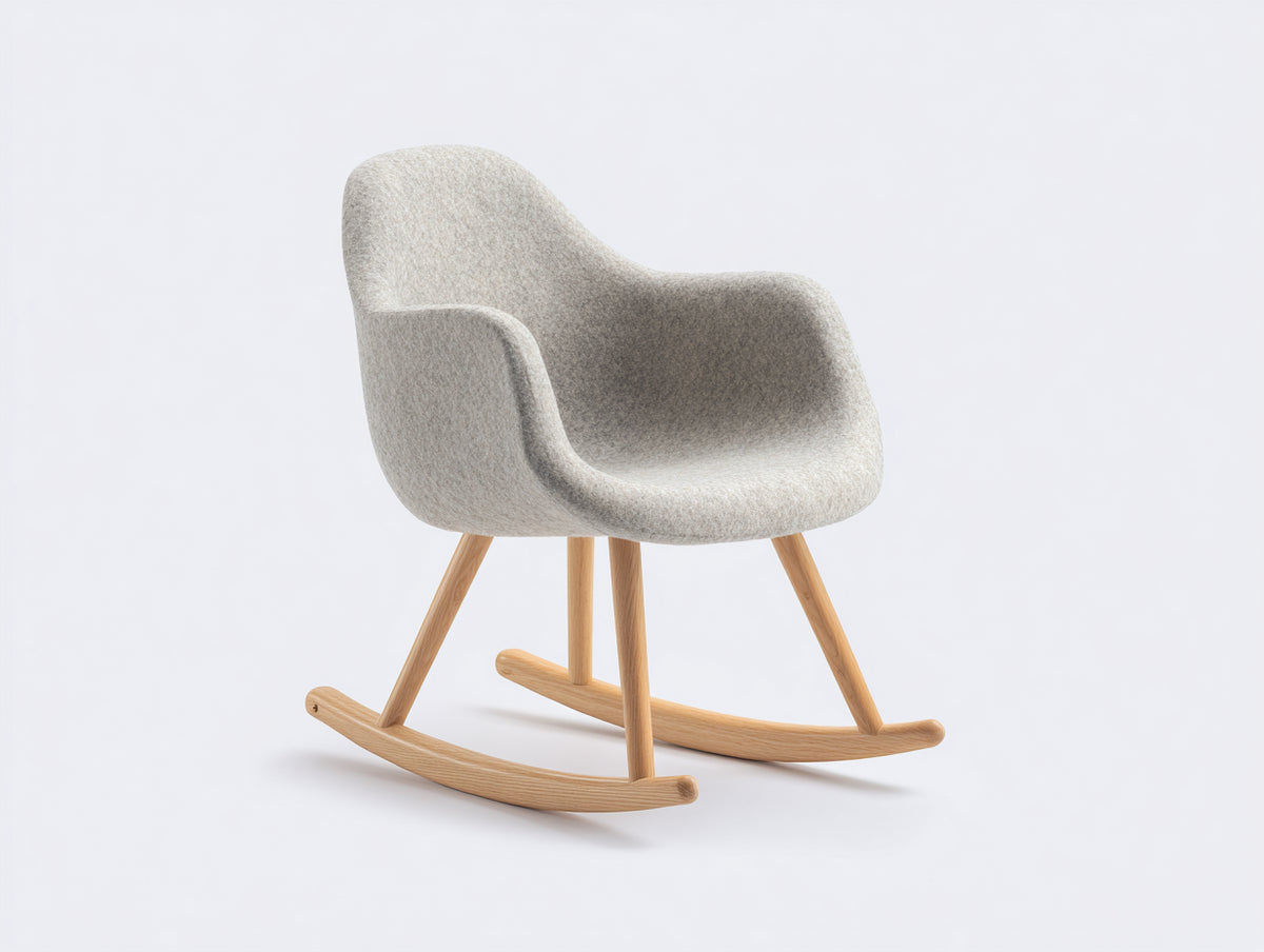Sedia a dondolo - Tessuto-legno - 88 x 78 x 90 cm - Grigio chiaro-Legno naturale - Stile scandinavo