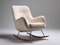 Sedia a dondolo - Tessuto bouclé-Metallo-Legno - 84x74x102 cm - Crema-Nero-Marrone scuro - Stile moderno elegante