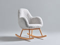 Sedia a dondolo - Tessuto bouclé-Legno - 78x69x94 cm - Grigio chiaro-Marrone chiaro - Stile scandinavo
