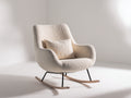 Sedia a dondolo - Tessuto bouclé-metallo-legno - 91 x 83 x 96 cm - Crema-Nero-Legno naturale - Stile moderno