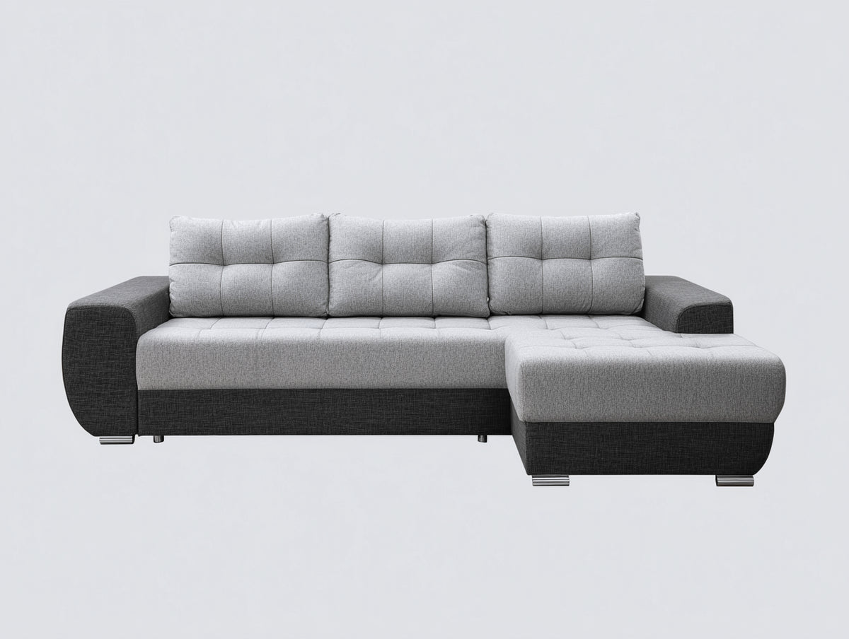 Divano angolare - Tessuto - 278 x 164 x 89 cm - Grigio perla-Grigio antracite - Moderno lineare