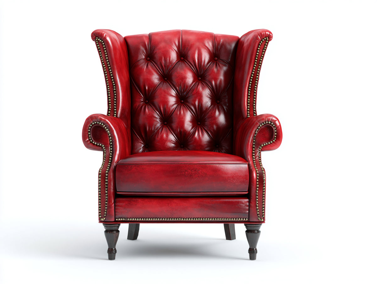 Poltrona - pelle - 90x85x111 cm - rosso - Chesterfield vintage