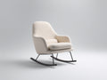 Sedia a dondolo-tessuto bouclé-metallo-legno-90x76x96 cm-crema caldo-moderno