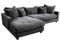 Divano angolare - Velluto a coste - 278 x 168 x 84 cm - Grigio scuro - Lounge moderno